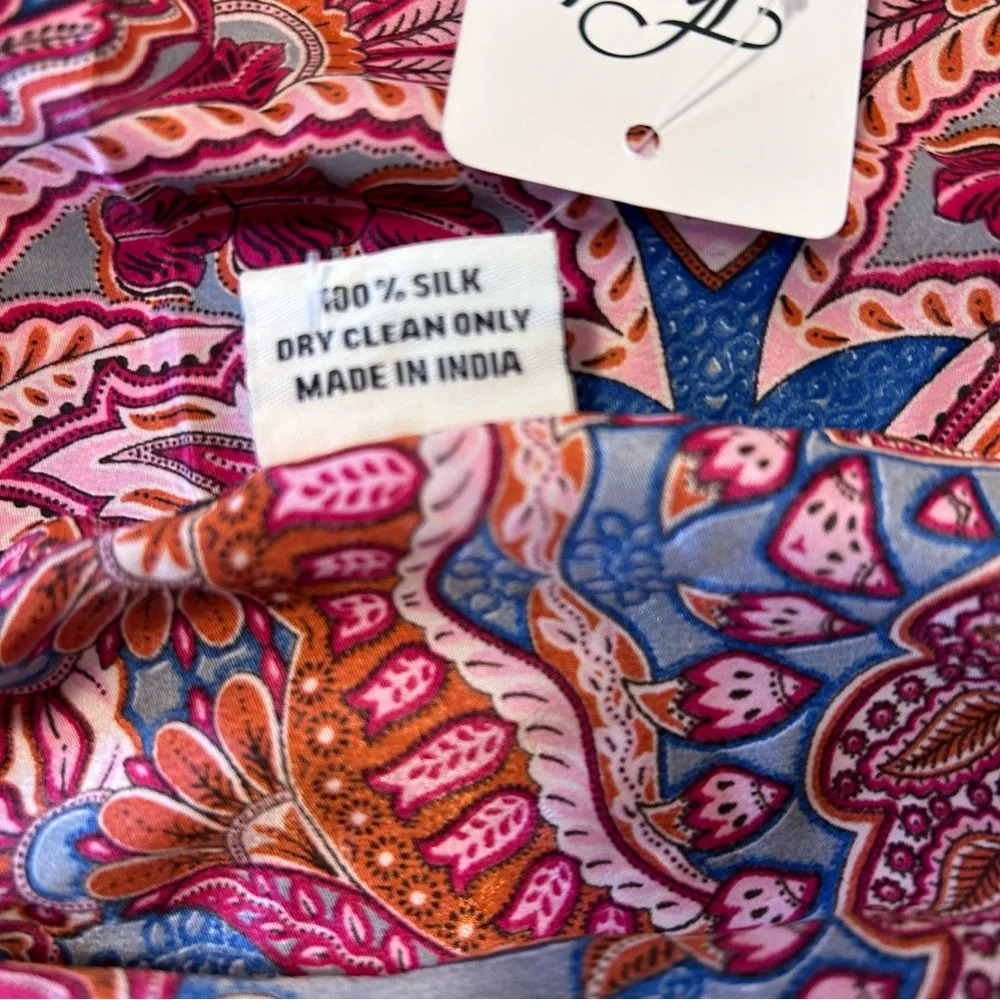 NWT! 100% Silk Sun Dress, Super Flowy, Gorgeous and NWT! Size L, P2P -20” - Picture 14 of 15